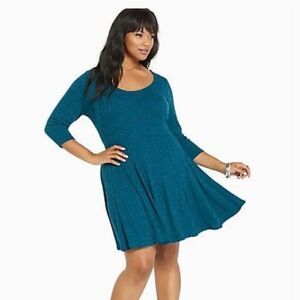 TORRID Teal Sweater Skater Dress Size 0X
